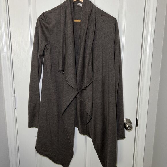 Helmut Lang Sonar Wool Waterfall Front Cardigan Hook Closure Tan Small No Belt - Picture 1 of 13